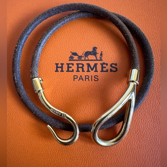 💯 Authentic HERMES Double Wrap Gold & Brown Leather Bangle - Picture 3 of 6
